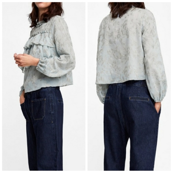Zara embroidered top with ruffles - Picture 3 of 10